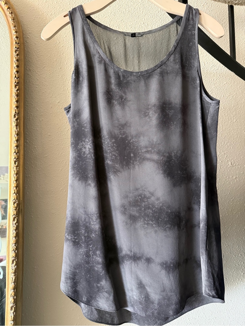 Eileen Fisher Silk Tank Gray Tie Dye Size Small